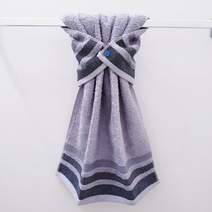 💙3 LEFT💙#0970-C ●NEW Gray Hang'N'Snap Hand Towel 🤍BLUE JEWEL SNAP